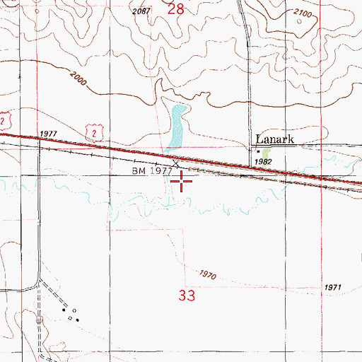 Topographic Map of 28N57E33AB__01 Well, MT
