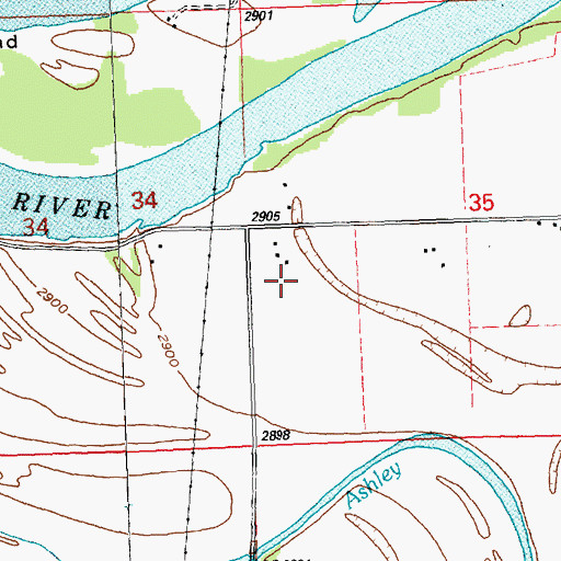 Topographic Map of 28N21W35CB__01 Well, MT