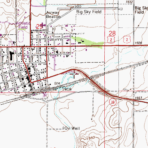 Topographic Map of 28N56E29DD__01 Well, MT