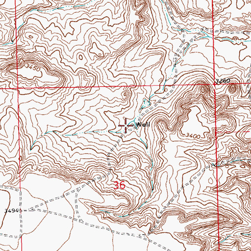 Topographic Map of 28N21E36ABCD01 Well, MT