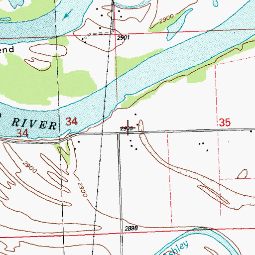 Topographic Map of 28N21W35BCCD01 Well, MT