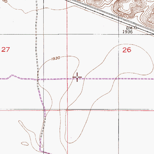Topographic Map of 28N53E26CC__01 Well, MT