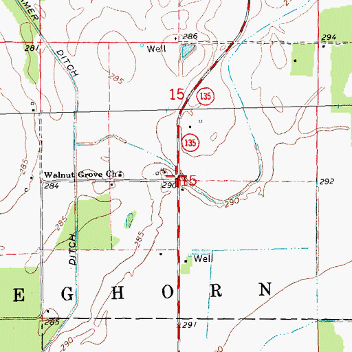 Topographic Map of Walnut Grove, AR