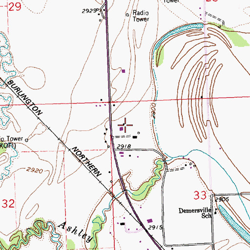 Topographic Map of 28N21W33BB__01 Well, MT