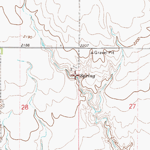 Topographic Map of 28N48E28AADD01 Spring, MT