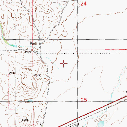 Topographic Map of 28N57E25BA__01 Well, MT