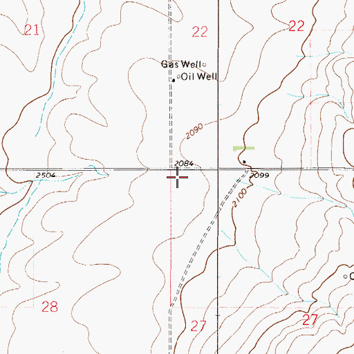 Topographic Map of 28N51E27BBBB01 Well, MT