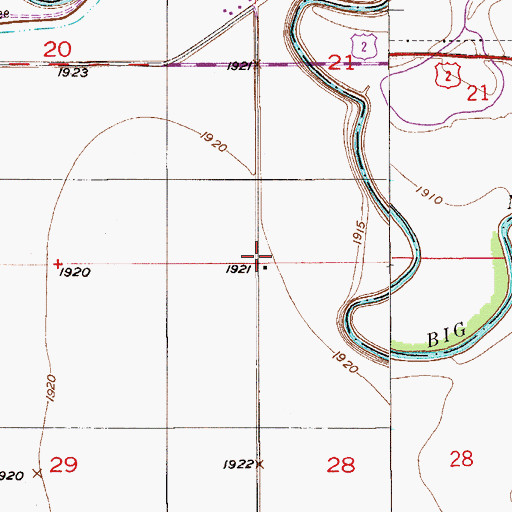 Topographic Map of 28N55E28BBBB01 Well, MT