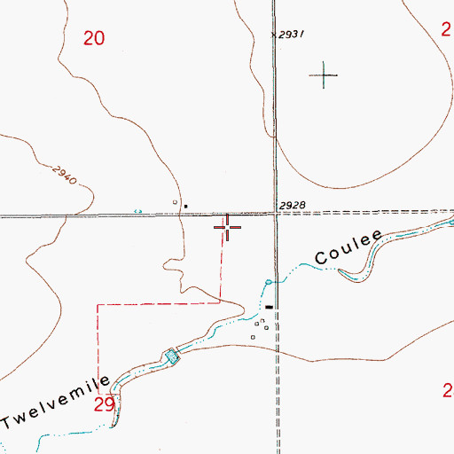 Topographic Map of 28N10E29AA__01 Well, MT