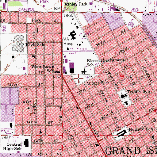 Topographic Map of Abbott Park, NE