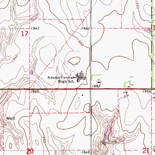 Topographic Map of Adams Central Junior-Senior High School, NE