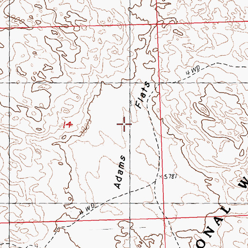 Topographic Map of Adams Flats, NE