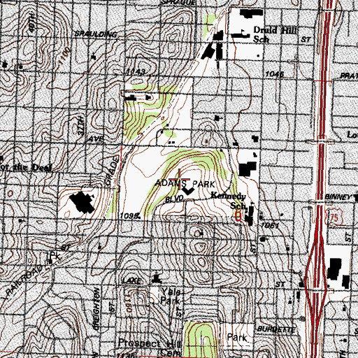 Topographic Map of Adams Park, NE