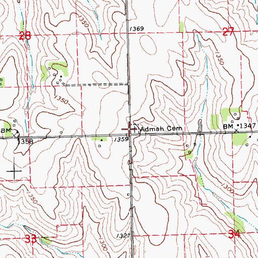 Topographic Map of Admah Cemetery, NE