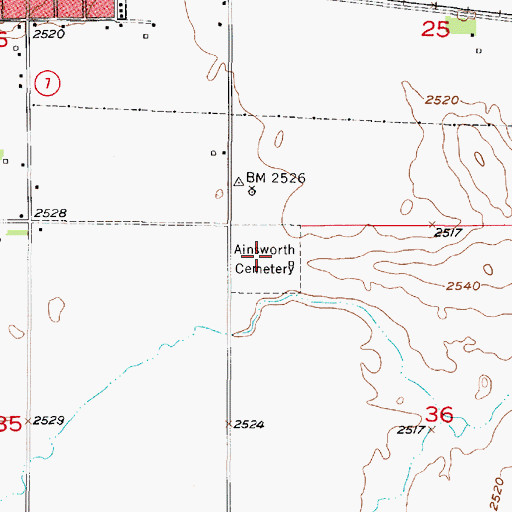 Topographic Map of Ainsworth Cemetery, NE