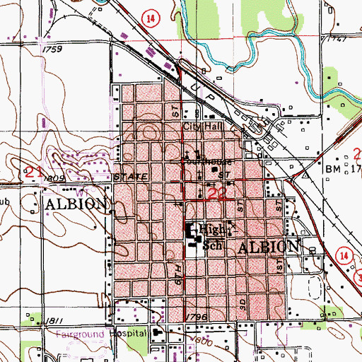 Topographic Map of Albion, NE