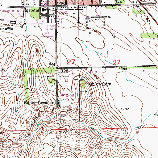 Topographic Map of Albion Cemetery, NE