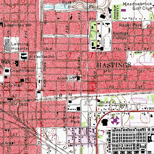 Topographic Map of Alcott Elementary School, NE
