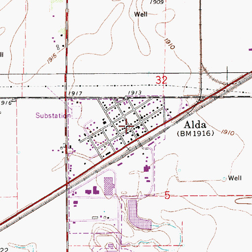 Topographic Map of Alda, NE