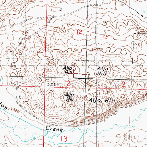 Topographic Map of Aljo Hill, NE