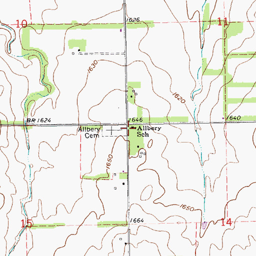 Topographic Map of Allbery School, NE