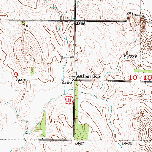 Topographic Map of Allen School (historical), NE