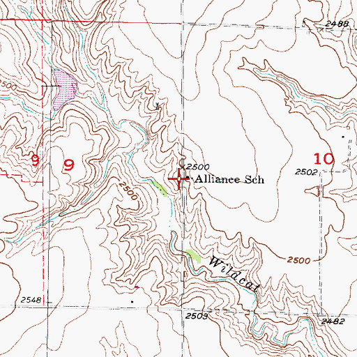 Topographic Map of Alliance School, NE
