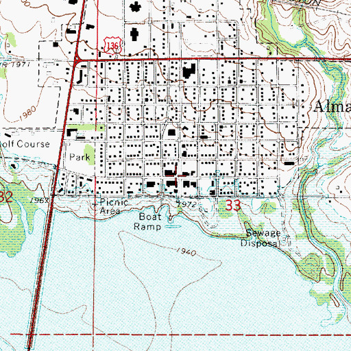 Topographic Map of Alma, NE