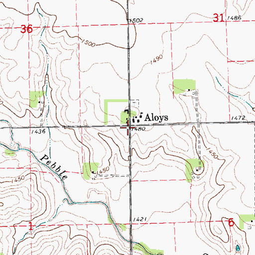 Topographic Map of Aloys, NE