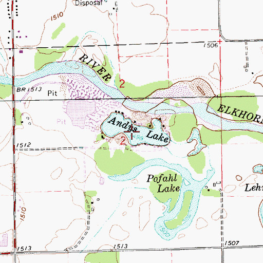 Topographic Map of Andys Lake, NE