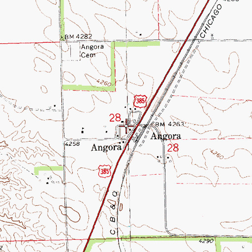 Topographic Map of Angora, NE