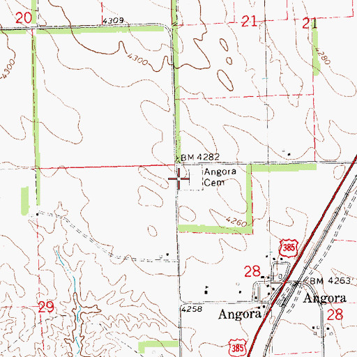 Topographic Map of Angora Cemetery, NE