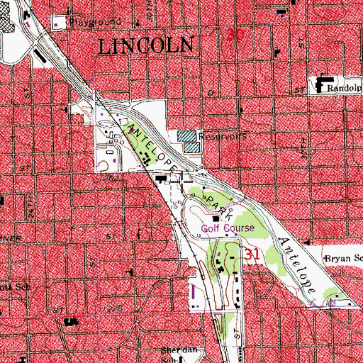 Topographic Map of Antelope Park, NE