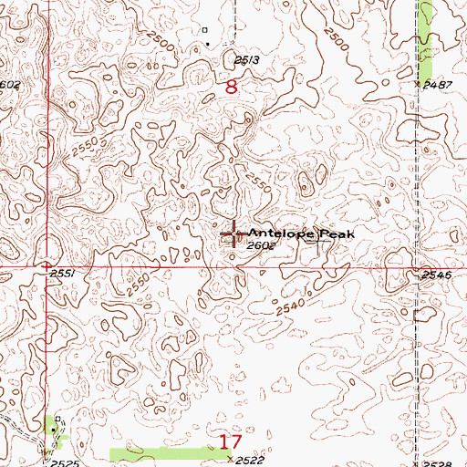 Topographic Map of Antelope Peak, NE