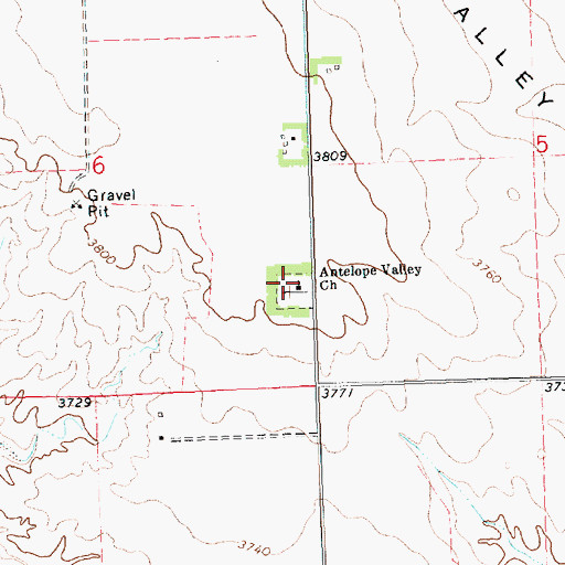 Topographic Map of Antelope Valley Church, NE