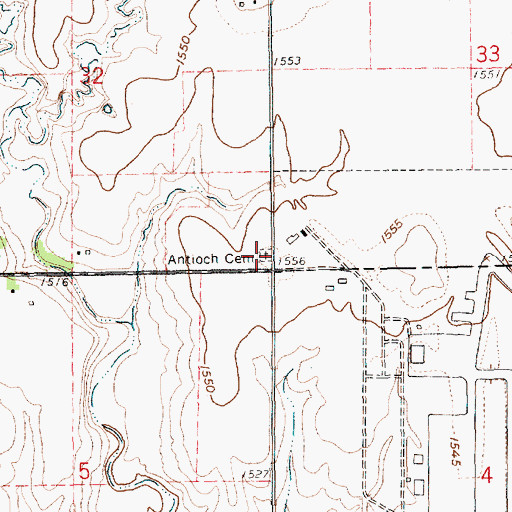 Topographic Map of Antioch Cemetery, NE