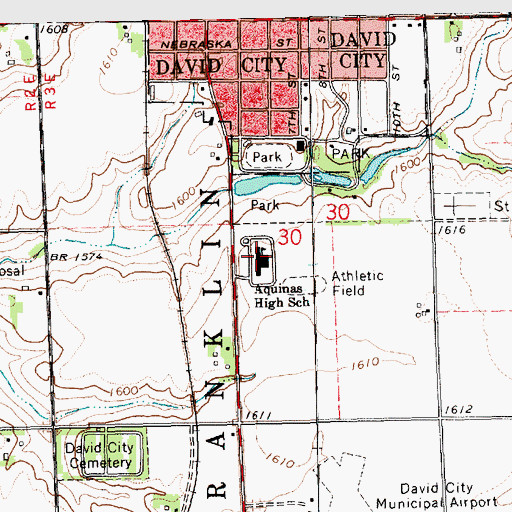 Topographic Map of Aquinas High School, NE