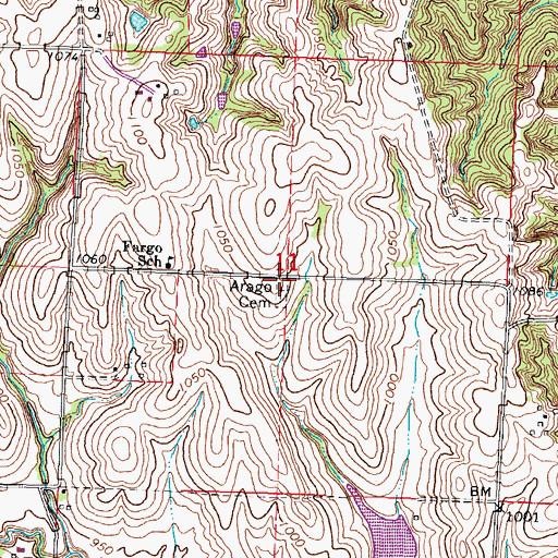 Topographic Map of Arago Cemetery, NE