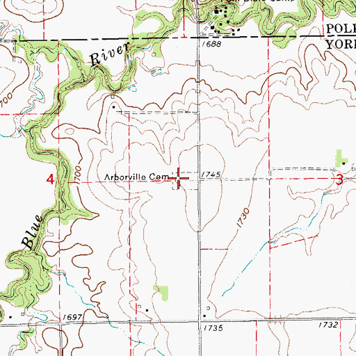 Topographic Map of Arborville Cemetery, NE
