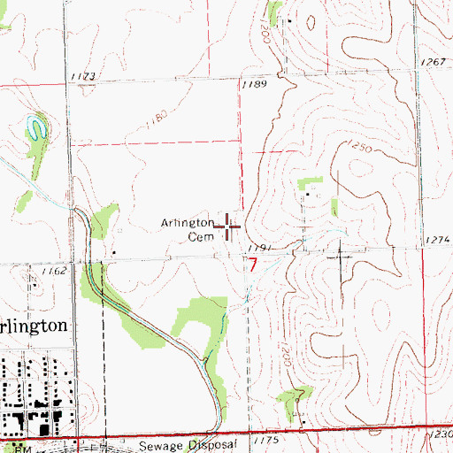 Topographic Map of Arlington Cemetery, NE
