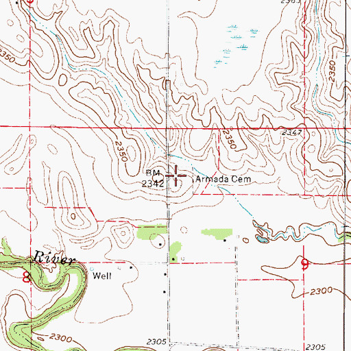 Topographic Map of Armada Cemetery, NE