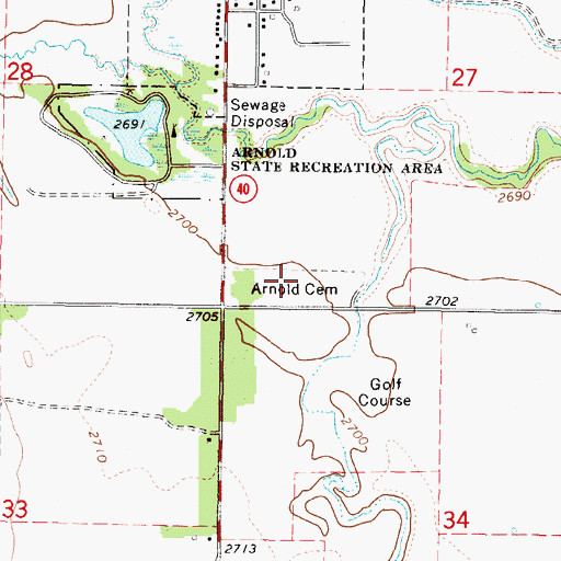 Topographic Map of Arnold Cemetery, NE