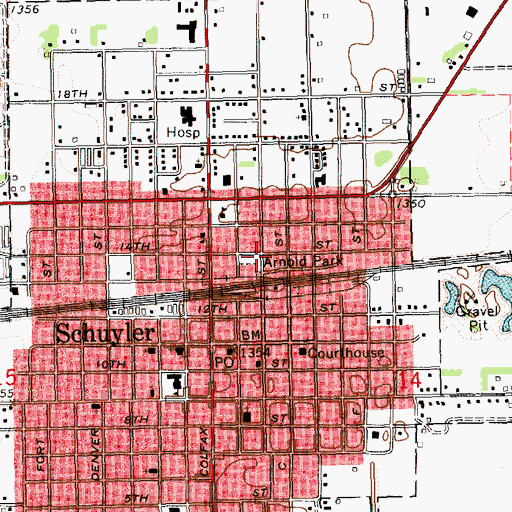 Topographic Map of Arnold Park, NE