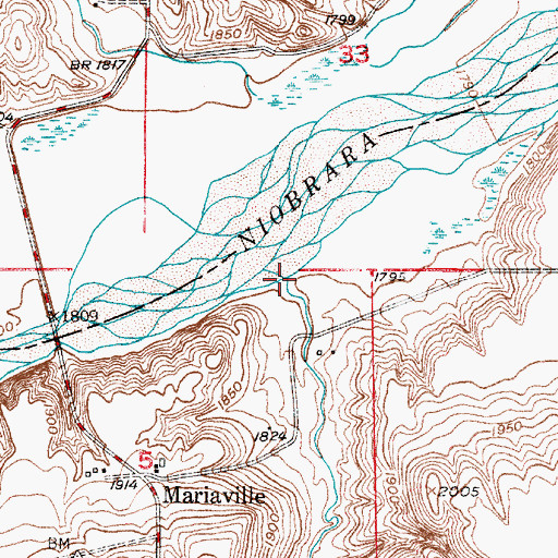 Topographic Map of Ash Creek, NE