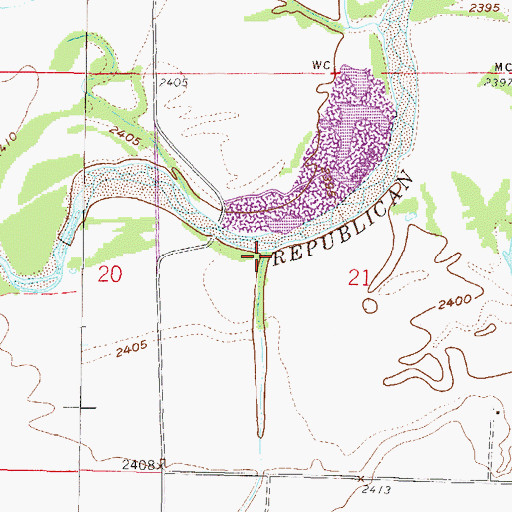 Topographic Map of Ash Creek, NE