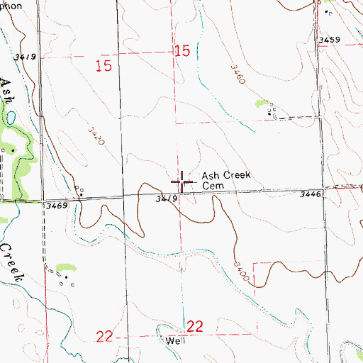 Topographic Map of Ash Creek Cemetery, NE