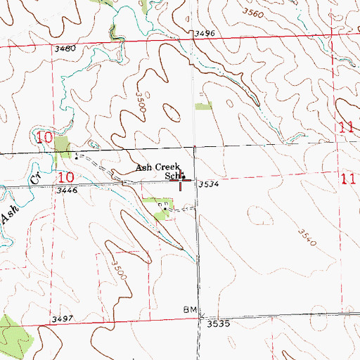 Topographic Map of Ash Creek School, NE