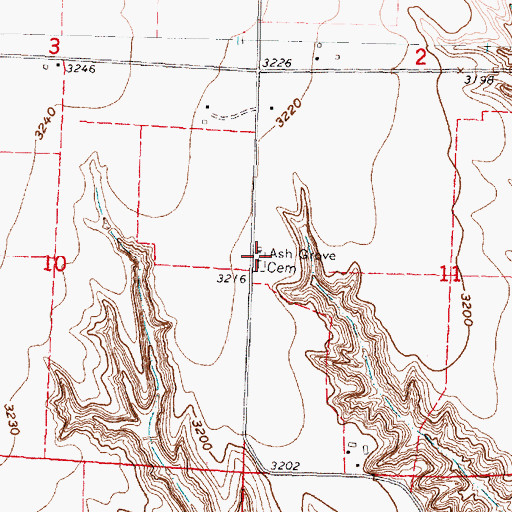 Topographic Map of Ash Grove Cemetery, NE