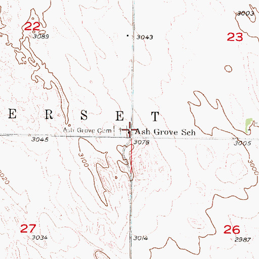 Topographic Map of Ash Grove School (historical), NE