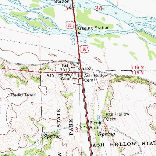 Topographic Map of Ash Hollow Cemetery, NE